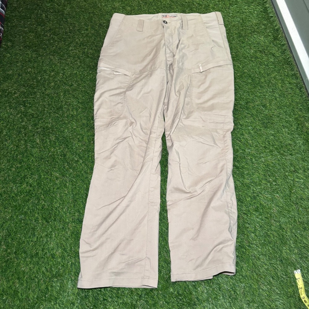 5.11 Tactical Mens Khaki Tan Cargo Work Pants 36x30 Utility Outdoor Straight Leg